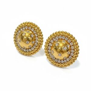 Celine Gold-Tone Crystal Dome Button Earrings